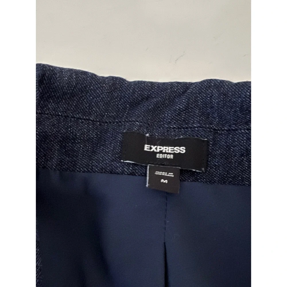 Polished Professional Blazer Size M Dark Wash Editor Lined w/ Vent & Structure - Picture 3 of 13